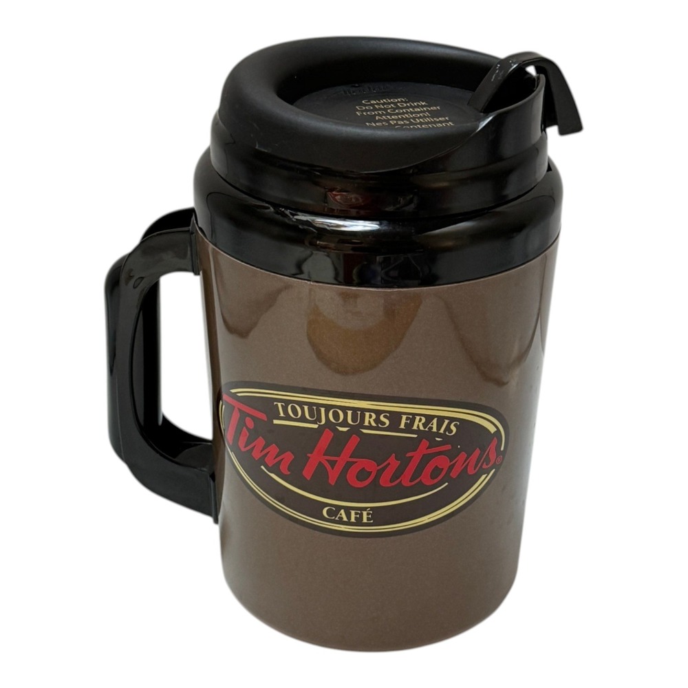 Tim Hortons Travel Mug 64 oz Brown‎ Aladdin Insulated Coffee Cup Handle Lid